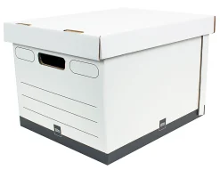 Office Depot® Brand Heavy-Duty Quick Set Up Storage Boxes, Letter/Legal Size, 15" x 12" x 10", White/Black, Pack Of 5