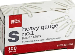 Office Depot® Brand Heavy Gauge Paper Clips, No. 1, Small, Silver, Pack Of 5 Boxes, 100 Clips Per Box, 500 Total
