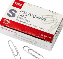 Office Depot® Brand Heavy Gauge Paper Clips, No. 1, Small, Silver, Pack Of 5 Boxes, 100 Clips Per Box, 500 Total