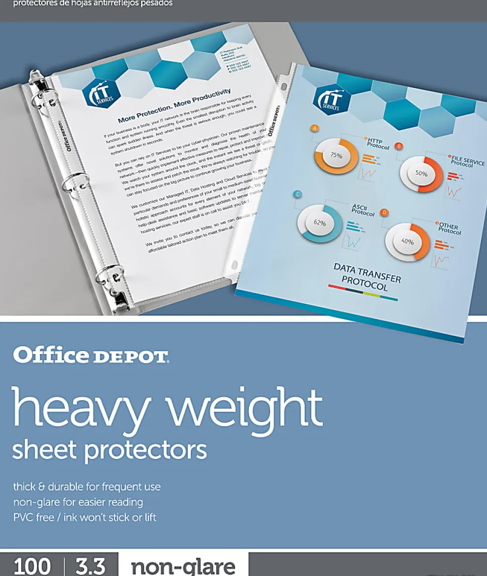 Office Depot® Brand Heavyweight Sheet Protectors, 8-1/2" x 11", Non-Glare, Pack Of 100