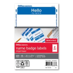Office Depot® Brand Hello Name Badge Labels, 2 11/32