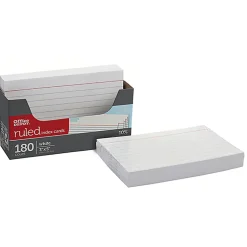 Office Depot® Brand Index Cards And Tray Set, 3" x 5", White, Pack Of 180 Cards