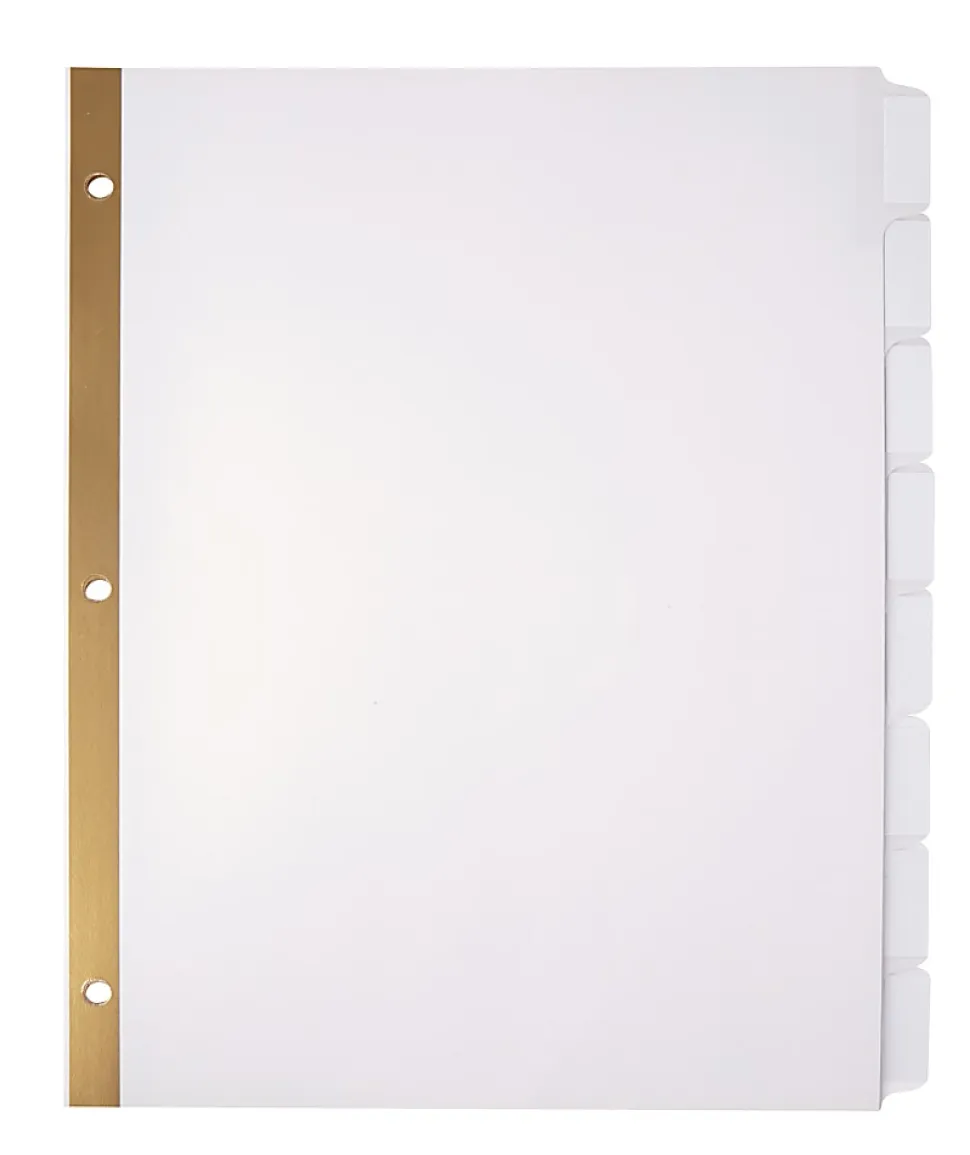 Office Depot® Brand Index Dividers, 8 Tabs, 8 1/2" x 11", White, Pack Of 5