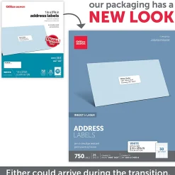 Office DepotĀ® Brand Inkjet/Laser Address Labels, Rectangle, 1" x 2 5/8", White, Pack Of 750