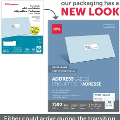 Office Depot® Brand Inkjet/Laser Address Labels, Rectangle, 2" x 4", White, Pack Of 7,500