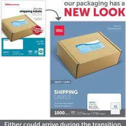 Office Depot® Brand Inkjet/Laser Shipping Labels, Rectangle, 2" x 4", White, Pack Of 1,000