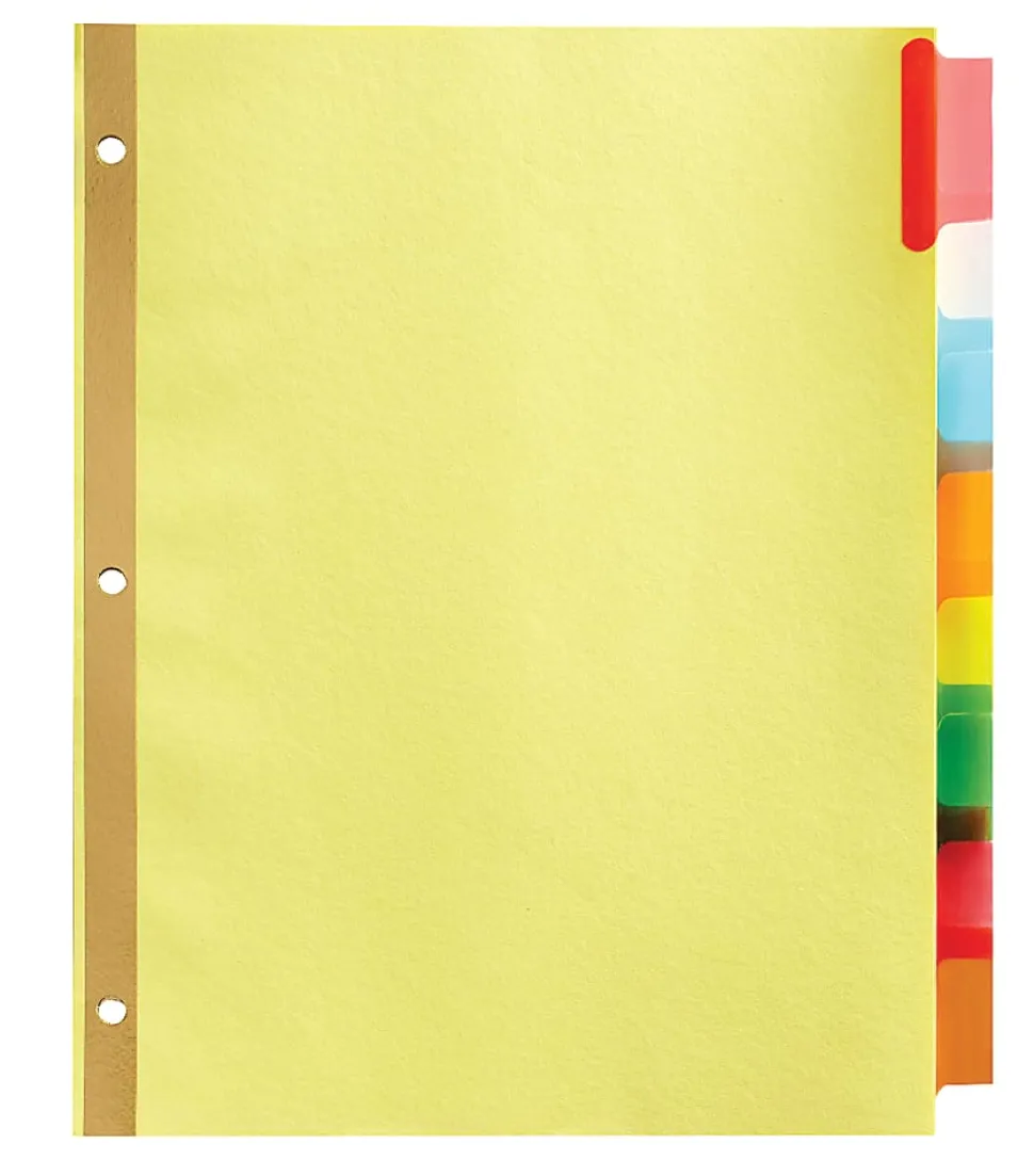 Office Depot® Brand Insertable Dividers With Big Tabs, Buff, Assorted Colors, 8-Tab, Pack Of 4 Sets