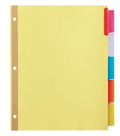 Office DepotĀ® Brand Insertable Dividers With Big Tabs, Buff, Assorted Colors, 5-Tab, Pack Of 4 Sets