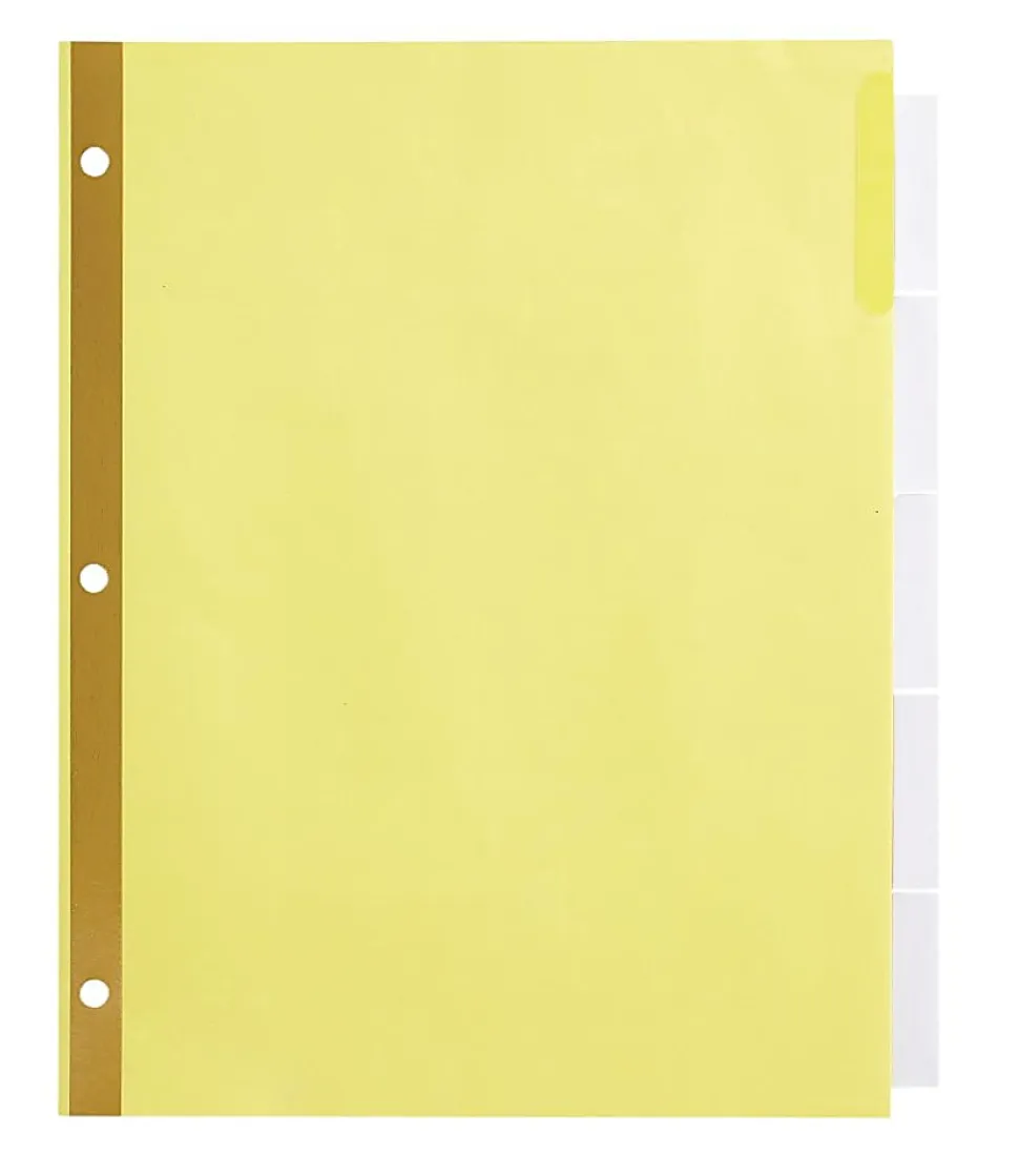 Office Depot® Brand Insertable Dividers With Big Tabs, Buff, Clear Tabs, 5-Tab, Pack Of 4 Sets