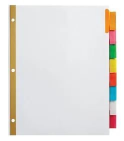 Office DepotĀ® Brand Insertable Dividers With Big Tabs, White, Assorted Colors, 8-Tab