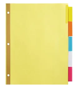 Office Depot® Brand Insertable Dividers With Big Tabs, Buff, Assorted Colors, 5-Tab