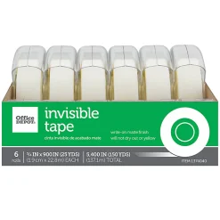 Office DepotĀ® Brand Invisible Tape With Dispenser, 3/4" x 900", Ā Pack Of 6
