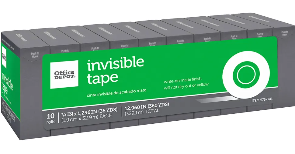 Office Depot® Brand Invisible Tape Refills, 3/4" x 1,296", Pack Of 10