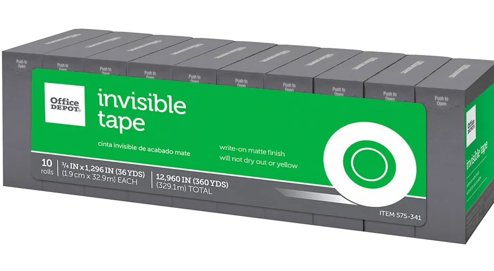 Office Depot® Brand Invisible Tape Refills, 3/4" x 1,296", Pack Of 10