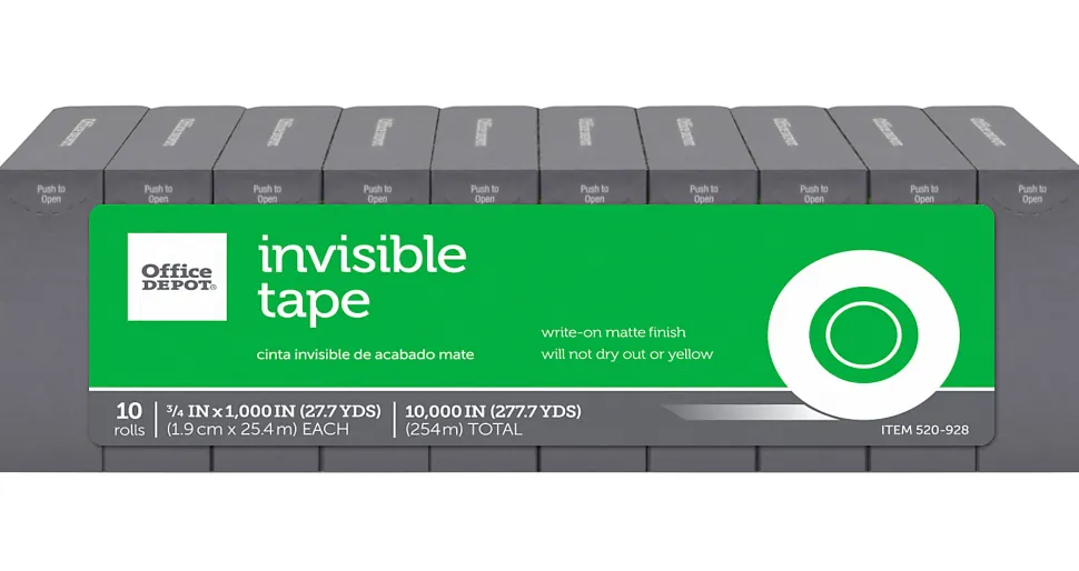 Office Depot® Brand Invisible Tape Refills, 3/4" x 1,000", Pack Of 10