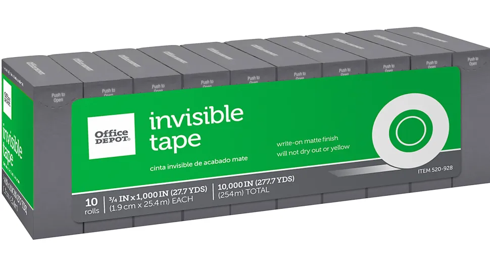 Office Depot® Brand Invisible Tape Refills, 3/4" x 1,000", Pack Of 10
