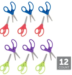 Office Depot® Brand Kids' Scissors, 5", Blunt Tip, Assorted Colors, Pack Of 12 Scissors