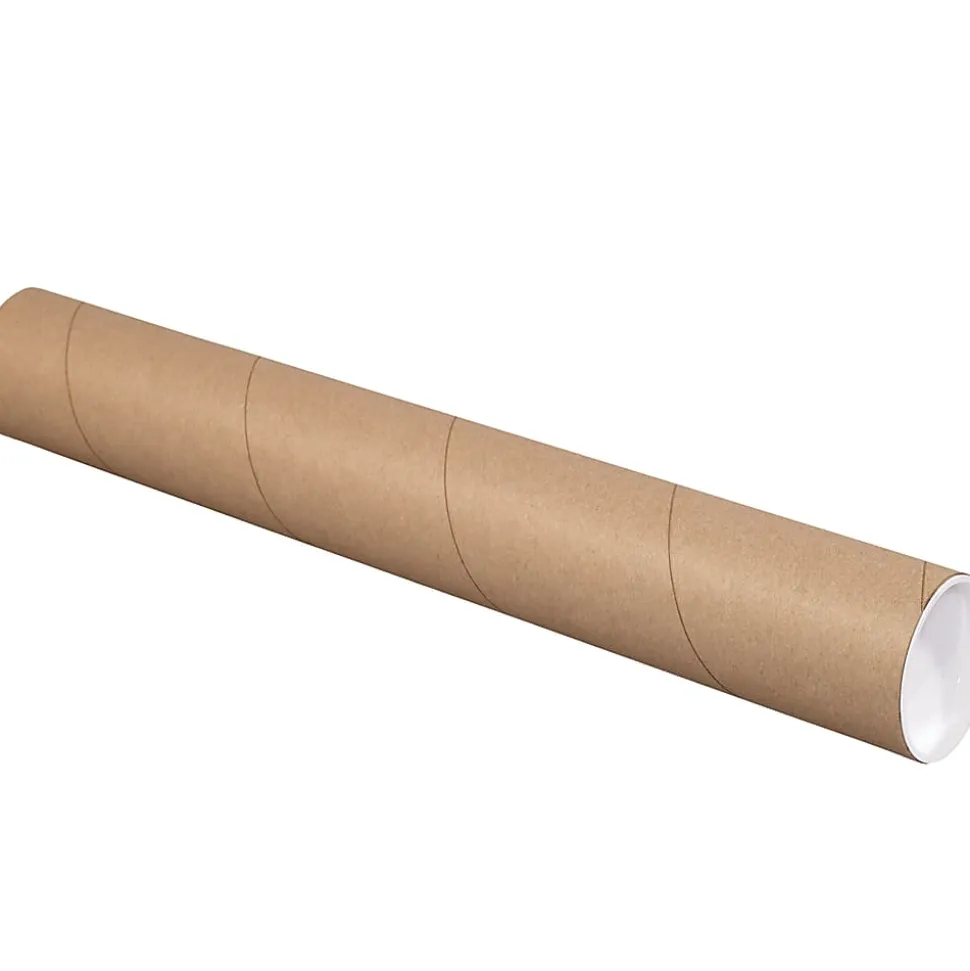 Office Depot® Brand Kraft Mailing Tubes With Plastic Endcaps, 3" x 42", Pack Of 24