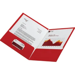 Office Depot® Brand Laminated Paper 2-Pocket Folders, Red, Pack Of 10
