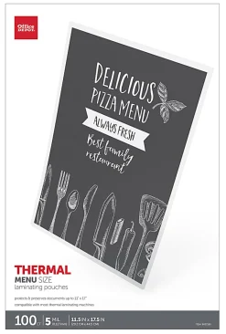 Office Depot® Brand Laminating Pouches, Menu Size, 5 mil, 11-1/2" x 17-1/2", Pack Of 100 Pouches