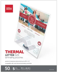 Office Depot® Brand Laminating Pouches, Letter Size, 5 Mil, Clear, Pack Of 50