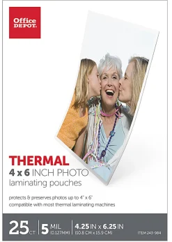 Office Depot® Brand Laminating Pouches, Photo Size, 5 Mil, 4.25" x 6.25", Pack Of 25