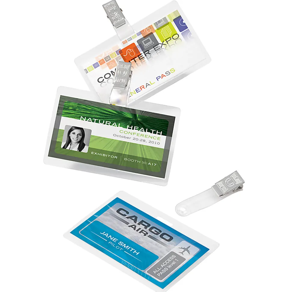 Office Depot® Brand Laminating Pouches, ID Badge With Clip, 5 Mil, 2.5" x 3.75", Pack Of 25