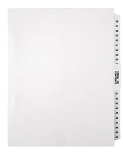 Office Depot® Brand Legal Index Exhibit Unpunched Dividers With Laminated Tabs, Black/White, Numbered 26-50
