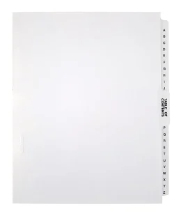 Office Depot® Brand Legal Index Exhibit Unpunched Dividers With Laminated Tabs, Black/White, A-Z