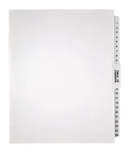 Office Depot® Brand Legal Index Exhibit Unpunched Dividers With Laminated Tabs, Black/White, Numbered 1-25