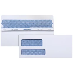 Office Depot® Brand #9 Lift & Press™ Premium Security Envelopes, Double-Window, Self Seal, 100% Recycled, White, Box Of 500