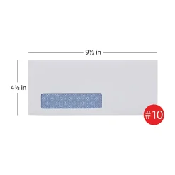 Office Depot® Brand #10 Lift & Press™ Premium Security Envelopes, Left Window, Self Seal, 100% Recycled, White, Box Of 500