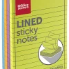 Office Depot® Brand Lined Sticky Notes, 4" x 6", Assorted Vivid Colors, 100 Sheets Per Pad, Pack Of 4 Pads