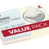 Office Depot® Brand Lined Sticky Notes, 4 in x 6 in, Assorted Pastel Colors, 100 Sheets Per Pad, Pack Of 8