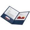 Office Depot® Brand Linen 2-Pocket Folder, Letter Size, Navy, Pack Of 5