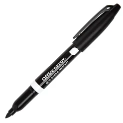 Office Depot® Brand Low-Odor Dry-Erase Markers, Fine Point, 100% Recycled Plastic Barrel, Black, Pack Of 12