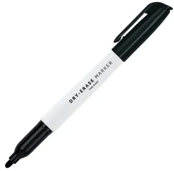 Office Depot® Brand Low-Odor Pen-Style Dry-Erase Markers, Fine Point, 100% Recycled Plastic Barrel, Black Ink, Pack Of 12