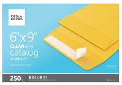 Office Depot® Brand Manila Catalog Envelopes, 6" x 9", Clean Seal, Brown Kraft, Box Of 250