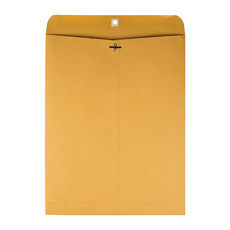 Office Depot® Brand Manila Envelopes, 12" x 15-1/2", Clasp Closure, Brown Kraft, Box Of 100