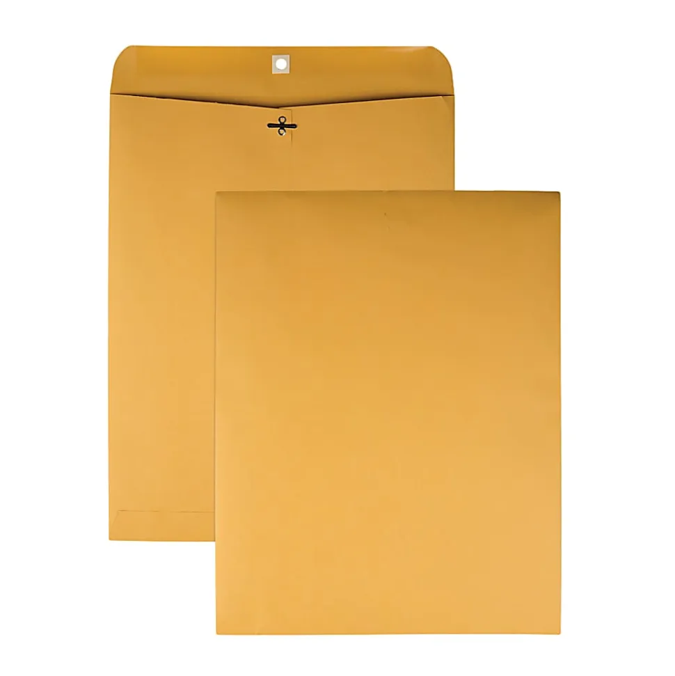 Office Depot® Brand Manila Envelopes, 12" x 15-1/2", Clasp Closure, Brown Kraft, Box Of 100