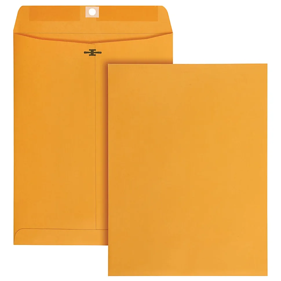 Office Depot® Brand Manila Envelopes, 9" x 12", Clasp Closure, Brown Kraft, Box Of 100