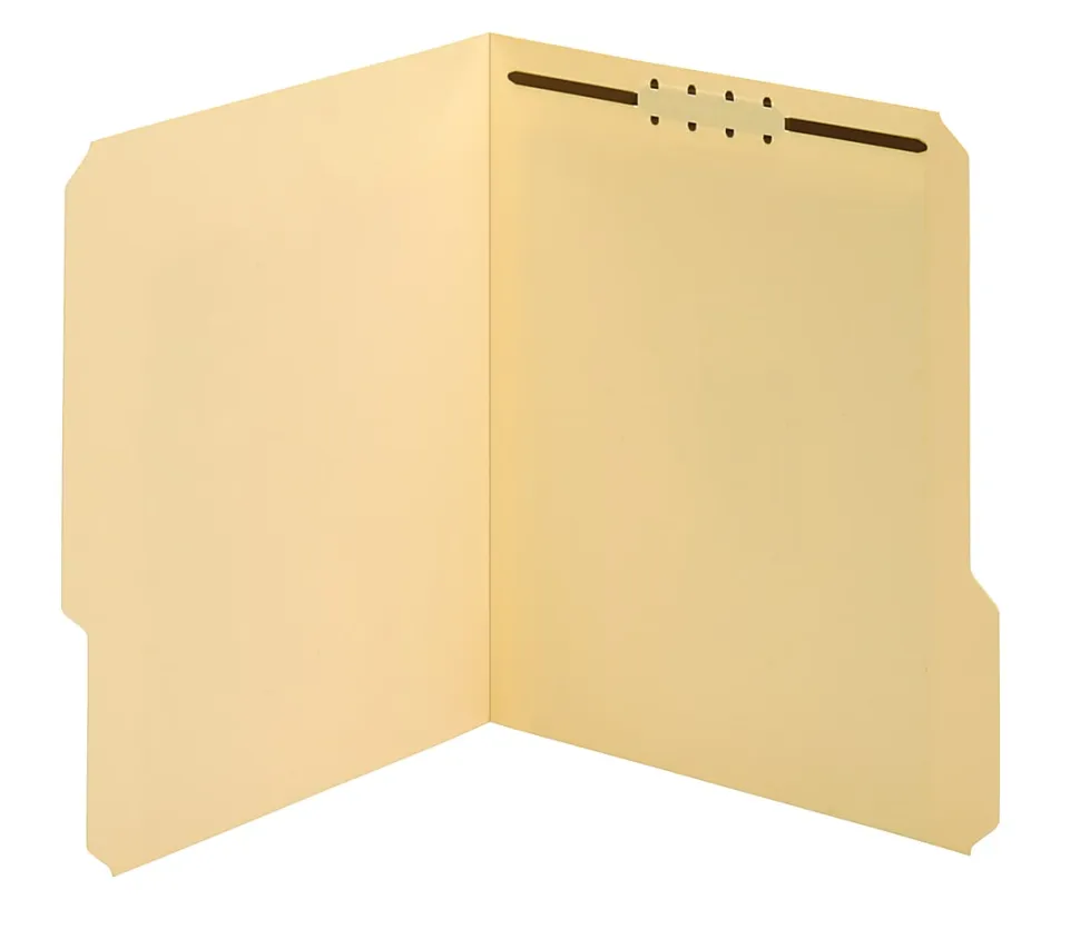 Office Depot® Brand Manila Fastener Folders, 1 Fastener, 1/3 Tab Cut Assorted, Letter Size, Box of 50 Folders