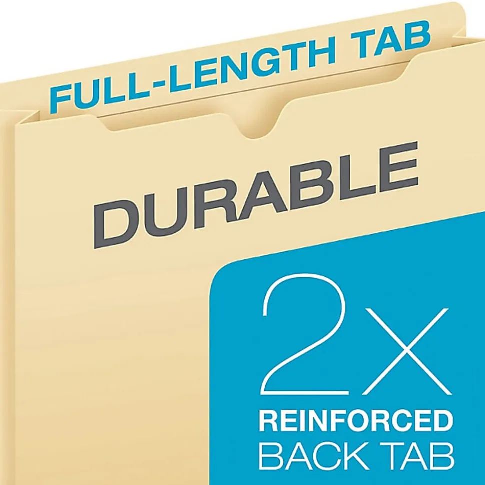 Office Depot® Brand Manila File Jackets, Reinforced Tab, 8 1/2" x 11", Box of 100 File Jackets