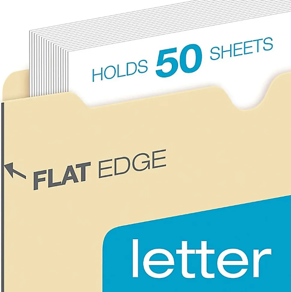 Office Depot® Brand Manila File Jackets, Reinforced Tab, 8 1/2" x 11", Box of 100 File Jackets