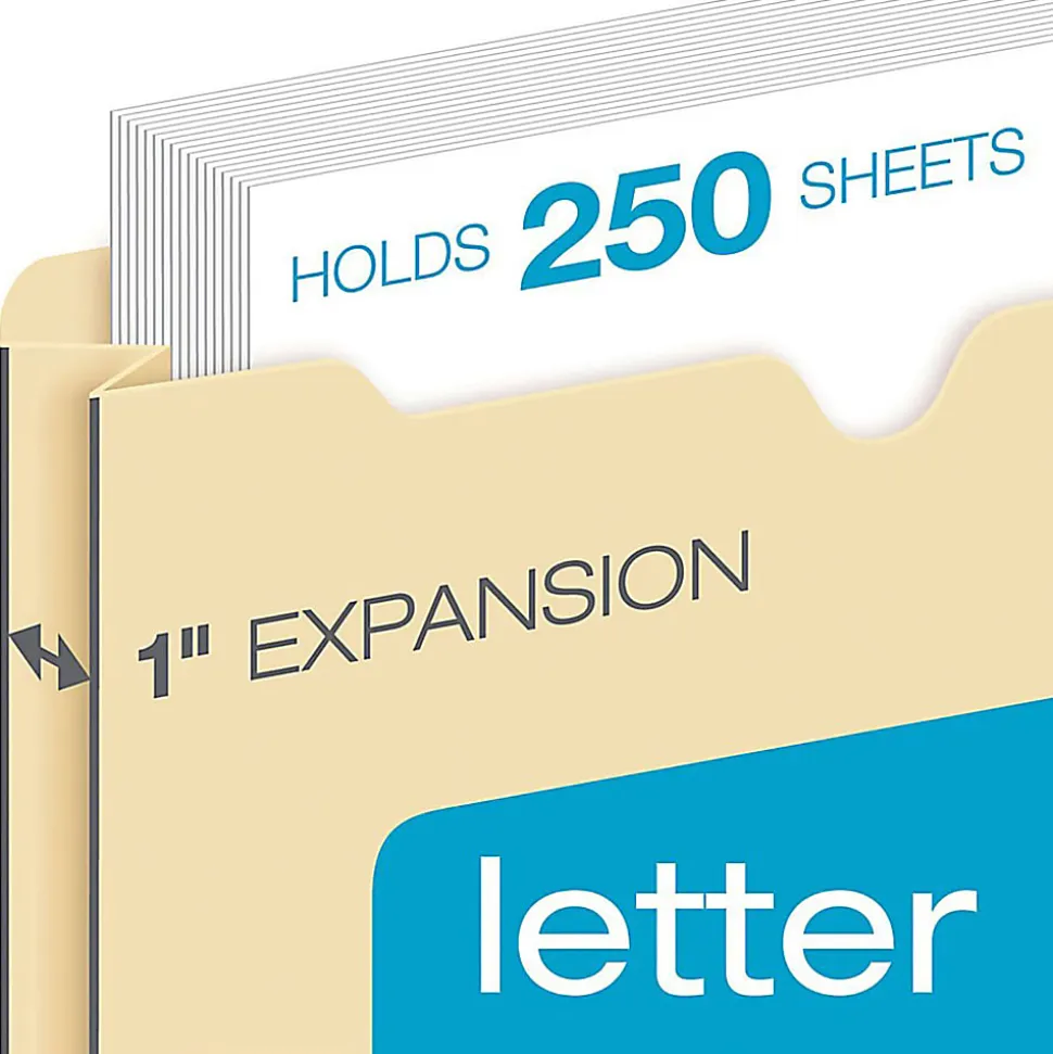 Office Depot® Brand Manila File Jackets, 1" Expansion, 8 1/2" x 11", Box of 50 File Jackets