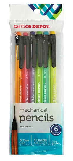 Office DepotĀ® Brand Mechanical Pencils, HB, 0.7mm, Assorted Barrel Colors, Pack Of 6