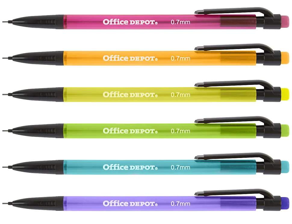 Office Depot® Brand Mechanical Pencils, HB, 0.7mm, Assorted Barrel Colors, Pack Of 6