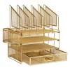 Office Depot® Brand Mesh Desk Organizer With Vertical Storage And Pen Holders, 16"H x 12-3/4"W x 9-1/2"D, Gold