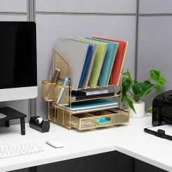 Office Depot® Brand Mesh Desk Organizer With Vertical Storage And Pen Holders, 16