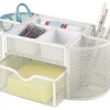Office Depot® Brand Mesh Oval Desk Organizer, 4-1/8”H x 9-1/4”W x 4-1/3”D, White